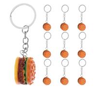 Healeved Lot de 10 Porte-clés Hamburger en Résine Imitation, Pendentifs Hamburger Dessin Animé Miniatures, Accessoires Décoratifs à Suspendre pour Paquet et Fêtes, Breloques Amusantes