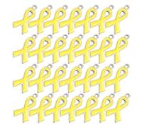 Healeved Lot de 100 Pendentifs Ruban Émaillé Jaune Breloques Pendentif pour Fabrication de Bijoux Charms Breloques Sensibilisation Cancer du Sein Accessoires Légers pour Colliers et