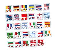 Healeved Lot De 116 Autocollants De Tatouages Faciaux Drapeaux 60x60 Mm Imperméables Pour Garçon Et Filles Événements Sportifs Carnaval