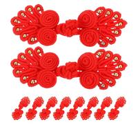 Healeved Lot de 12 Boutons de Couture Chinois à Nœuds Traditionnels Accessoires pour Vêtements Chinois et Cheongsam Boutons de Fermeture Rouges pour Loisirs Créatifs et Costume Ethnique