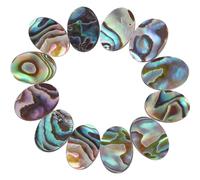 Healeved Lot de 12 Cabochons Ovales en Coquillage D’Ormeau 10X14 MM Perles Plates Demi-Rondes sans Trou pour Fabrication de Bijoux DIY Boucles D’Oreilles Colliers et Bracelets