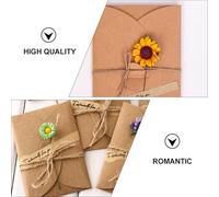Healeved Lot de 12 Cartes de Vœux Vintage en Papier Kraft avec Fleurs Séchées Petites Cartes d'Invitation à Motifs Floraux Faites Main Accompagnées d'Enveloppes pour Fêtes et Occasions