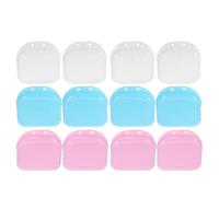 Healeved Lot de 12 Étuis Portables pour Prothèse Dentaire en Plastique avec Trous d'Aération Boîte de Rangement Respirante Compacte pour Voyage Récipient de Trempage Hygiénique Couleurs