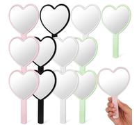 Healeved Lot de 12 miroirs de poche en forme de cœur avec poignée - 17 x 10,5 x 0,5 cm
