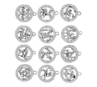Healeved Lot de 12 Pendentifs Constellation en Alliage Argenté Accessoires de Fabrication de Bijoux DIY Ornement Suspendu Créatif Décoration Délicate pour Créations Artisanales