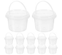 Healeved Lot de 12 seaux de rangement transparents de 5 l avec couvercle - Mini seaux pratiques pour aliments, cosmétiques et fournitures de bureau - Pratique et polyvalent