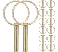 Healeved Lot de 16 Goupilles de Sécurité Galvanisées en Métal avec Anneaux, 10 X 50 Mm, Fixation Robuste pour Tracteurs Agricoles, Camions, Remorques et Équipements Industriels