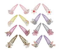 Healeved Lot de 16 Pinces à Cheveux Colorées pour Filles Accessoires Licorne, Lapin et Fleurs en Métal Léger, pour Anniversaires, Pâques et Coiffures Quotidiennes, Ensemble Décoratif