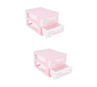 Healeved Lot De 2 Armoires De Rangement pour Cosmétiques Boîte De Rangement À Deux Niveaux Type Tiroir Organisateur De Maquillage Rangement en Plastique PP