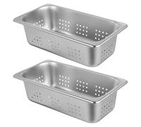 Healeved Lot de 2 bacs perforés en acier inoxydable pour hôtel - Plateau rectangulaire 1/3 pour table chauffante - Bac de service 1/3 pour buffet, idéal pour la cuisine et le service en restauration
