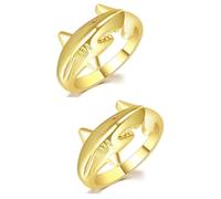 Healeved Lot De 2 Bagues Ouvertes En Forme De Requin Pour Femme Bague Animal D'Anniversaire Bijoux Pour Femme Bague Esthétique Bague Ajustable En Cuivre Doré