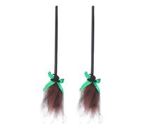 Healeved Lot de 2 balais de sorcière en plastique pour enfants, accessoires de déguisement, pour Halloween, pour maison hantée et décoration d'Halloween