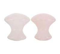 Healeved Lot de 2 Bâtons de Massage Facial en Pierre Naturelle Quartz Rose et Cristal Blanc Forme Champignon Outils de Massage Gua Sha pour Soin Visage Poches Bien-domicile