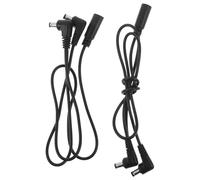 Healeved Lot de 2 Câbles Patch pour Pédales D'effets de Guitare Électrique, Câble D'instrument Coudé Noir 50 Cm, Alimentation Stable pour Pédalier, de Bruit, Connexion Double pour Scène