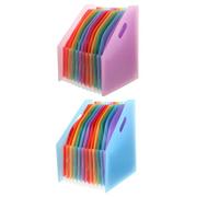 Healeved Lot de 2 Classeurs Accordéon A4 en Plastique Organiseur de Fichiers Extensible Porte-Documents Vertical Grand Format Couleur Rose et Bleu Rangement Bureau et École