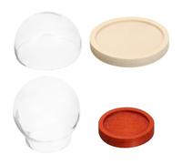 Healeved Lot de 2 Cloches en Verre Transparentes 30 MM Socles en Bois Naturel et Café Foncé Vitrines Décoratives pour Pendentifs DIY Accessoires pour Décoration Intérieure et Création de