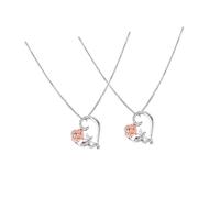 Healeved Lot de 2 Colliers Pendentifs en Forme de Cœur et Rose avec Pierres Brillantes Bijoux en Alliage Saint-Valentin Présent Romantique Femme Accessoires Élégants pour Usage