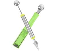 Healeved Lot de 2 Cuillères à Melon en Acier Inoxydable et Plastique Coupe-Pastèque Multifonction Polyvalent Outil de Sculpture de Fruits Compact Léger et Pratique pour Découper et