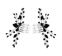 Healeved Lot De 2 Diadèmes De Mariée En Strass Accessoires Pour Enterrement De Vie De Jeune Fille Demoiselles D'Honneur Peignes Accessoires Fantaisie En Alliage De Zinc Noir