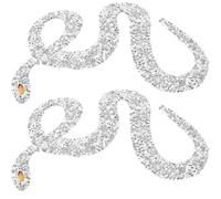 Healeved Lot de 2 Écussons Thermocollants Serpent Argentés 8X17 CM Patchs Décoratifs Brodés pour Vêtements Accessoires DIY Couture et Réparation Textile