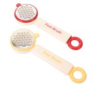 Healeved Lot de 2 Exfoliants pour Peaux Mortes des Pieds Lime à Pieds en Acier Inoxydable et Brosse Multi-fonctions Rouge et Jaune, Dissolvant de Callosités Manuel pour Pédicure