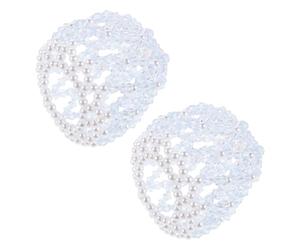 Healeved Lot de 2 Filets à Chignon Élastiques Bleus Ornés de Strass Faits Main, Accessoires Coiffure pour Danseuses de Ballet et Patinage, Snood Léger et Ajustable pour Maintien Sûr