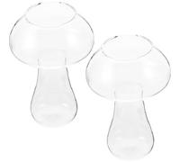 Healeved Lot de 2 Gobelets Fantaisie de Champignon, Verre Transparent, 220 Ml, pour Bar, Fête, Cocktail, Tasse à Boisson Originale, pour Soirées et Événements