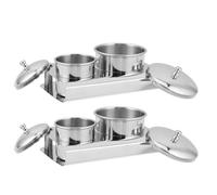 Healeved Lot de 2 Godets en Acier Inoxydable Couvercle - Porte-liquide pour Ongles Acryliques - Récipient Anti-déversement Compact pour Poudre et Monomère - Outil Professionnel Nail Art