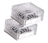 Healeved Lot de 2 Lampes Solaires de Glaçon, Lumière Blanche Petite Taille, Éclairage Paysager Étanche pour Jardin, Terrasse et Chemin Extérieur, Cube Lumineux Décoratif Solaire