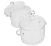 Healeved Lot de 2 Marmites à Ragoût en Verre Borosilicaté 1900 Ml avec Couvercles et Poignées Doubles Résistantes à la Chaleur pour Soupe Cuisson Lente et Usage Domestique