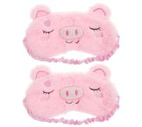 Healeved Lot de 2 Masques de Sommeil Pelucheux pour Garçon et Filles, Masque Occultant Rose Motif Cochon, Confortable et Léger Bandeau Élastique, pour Voyages et Nuits Paisibles