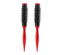 Healeved Lot de 2 mini brosses rondes en nylon : brosse droite pour dompter les cheveux, sécher et démêler, idéale pour boucler, crêper et donner du volume aux cheveux lors de vos événements