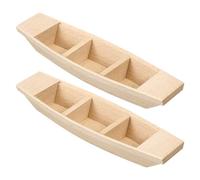 Healeved Lot de 2 Modèles de Bateaux Miniatures en Bois Brut, Décoration Artisanale Légère pour Bureau, Chambre ou Salon, Ornement de Bateau en Bois Naturel, Présent Original
