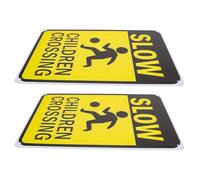 Healeved Lot de 2 Panneaux de Signalisation en Fer « Attention aux Garçon et Filles Qui Traversent » - Panneau de Passage Piéton pour Garçon et Filles Panneau de Ralentissement pour Rues