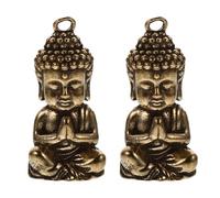 Healeved Lot de 2 Pendentifs Bouddha en Laiton Miniatures Décoration Bouddhiste Antique Breloques pour Collier et Bracelet Accessoire Artisanal DIY Présent Spirituel Élégant