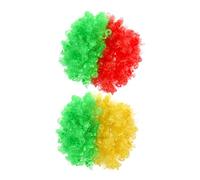 Healeved Lot de 2 Perruques Afro Carnaval en Fibres Animales aux Couleurs des Drapeaux du Brésil et Portugal, Taille Unique, Accessoires de Déguisement Homme pour Fêtes à Thème,