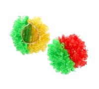 Healeved Lot de 2 Perruques Afro Extravagantes aux Couleurs Drapeaux Brésil et Portugal, Bonnet en Pet Confortable, Taille Unique, Accessoires Costume Fête, Carnaval et Supporter