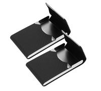 Healeved Lot de 2 Porte-Cartes de Visite Magnétiques en PU Noir Étui Fin pour Cartes de Visite et Cartes Bancaires Petit Porte-Cartes Portable pour Bureau et Déplacements Professionnels