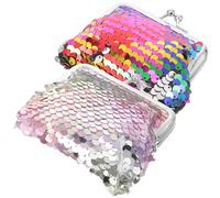 Healeved Lot de 2 Porte-Monnaie pour Femme à Sequins Double Face, Mini Porte-Monnaie avec Fermeture à Kiss Lock, Couleurs Pailletées Multicolores, Paquet à Main Compact et Léger