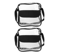 Healeved Lot de 2 sacs transparents en PVC : sac à bandoulière approuvé pour le stade, fourre-tout transparent portable pour la plage, sac de voyage pour maquillage et articles divers