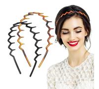 Healeved Lot de 2 Serrage-Têtes à Dents Antidérapantes en Plastique Bandeaux pour Cheveux Bouclés Couleur Noir Brillant et Écaille Brillante Accessoires pour Femme Usage Quotidien et