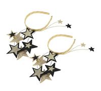 Healeved Lot de 2 Serrage-Têtes Noirs et Dorés Étoiles à Cinq Branches Pailletées Accessoires de Fête pour Cheveux Bandeaux Brillants pour Anniversaires et Réveillons du Nouvel An Léger
