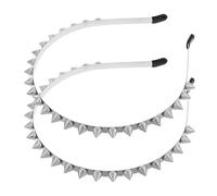 Healeved Lot de 2 Serrage-Têtes Punk à Rivets Métalliques Pointes Accessoires pour Cheveux Cloutés pour Femme Bandeaux Noirs pour Festivals Cosplay et Soirées Costumées