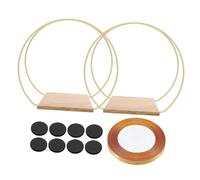 Healeved Lot de 2 Sets de Cercles en Fer Doré 30 Cm avec Ruban Doré et Patins Antidérapants pour Centre de Table Mariage, Décoration DIY pour Table et Créations Artisanales