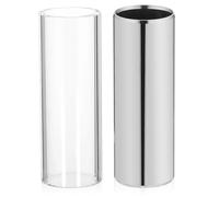 Healeved Lot de 2 Slides de Guitare 70 MM en Verre Transparent et Acier Inoxydable Argenté Goulot D’Étranglement Moyen Accessoire pour Guitare Basse et Acoustique Sustain et Intonation