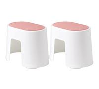 Healeved Lot de 2 Tabourets de Toilette en Plastique Blanc et Rouge Brique, Petite Taille, Antidérapants et Résistants, Repose-pieds pour Salle de Bain, Aide la Position Accroupie