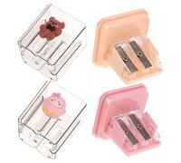 Healeved Lot de 2 Taille-Crayons Mignons pour Garçon et Filles à Double Trou Design Cartoon Noeud Ours et Pingouin Plastique Coloré Petit Taille-Crayon Portable pour École et Bureau