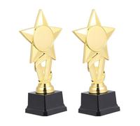 Healeved Lot de 2 Trophées en Plastique 22 Cm Étoiles et Rubans pour Garçon et Filles, Récompenses Créatives pour Compétitions Sportives et Fêtes Scolaires, Prix Trophée Réutilisable