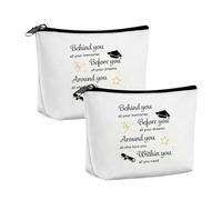 Healeved Lot de 2 Trousses de Maquillage Scolaires 22,6 X 15 X 5,6 Cm en Polyester Citations Motivantes, Pochette Portable pour Adolescentes, Paquet D’Affirmations Positives,