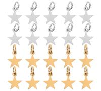 Healeved Lot de 20 breloques étoiles en métal : pendentif étoile à cinq branches en acier inoxydable avec anneau ouvert, idéal pour la création de bijoux artisanaux.